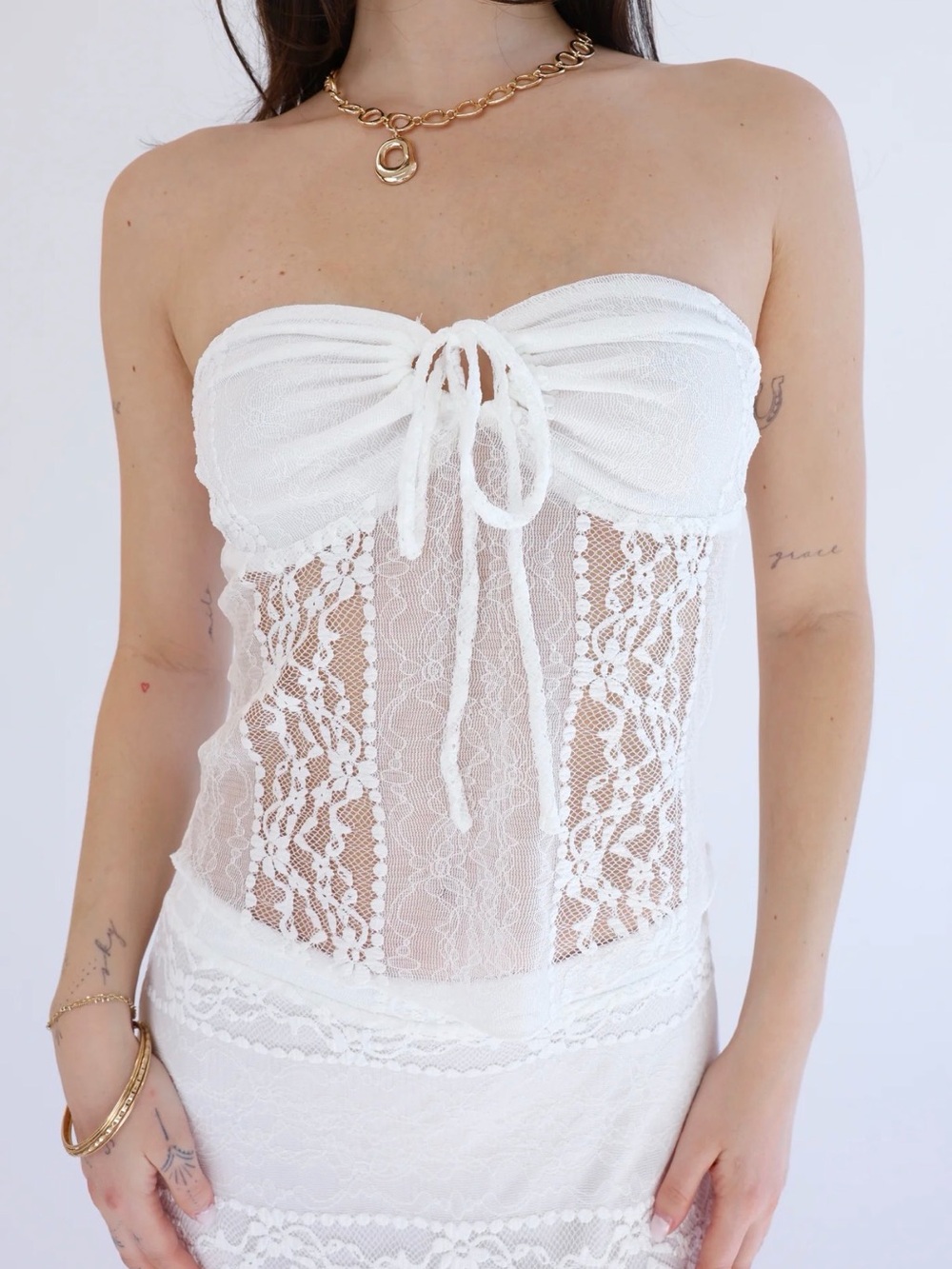 White Lace Maxi Set - WILLOW skirt and Top - Picture 2 of 8